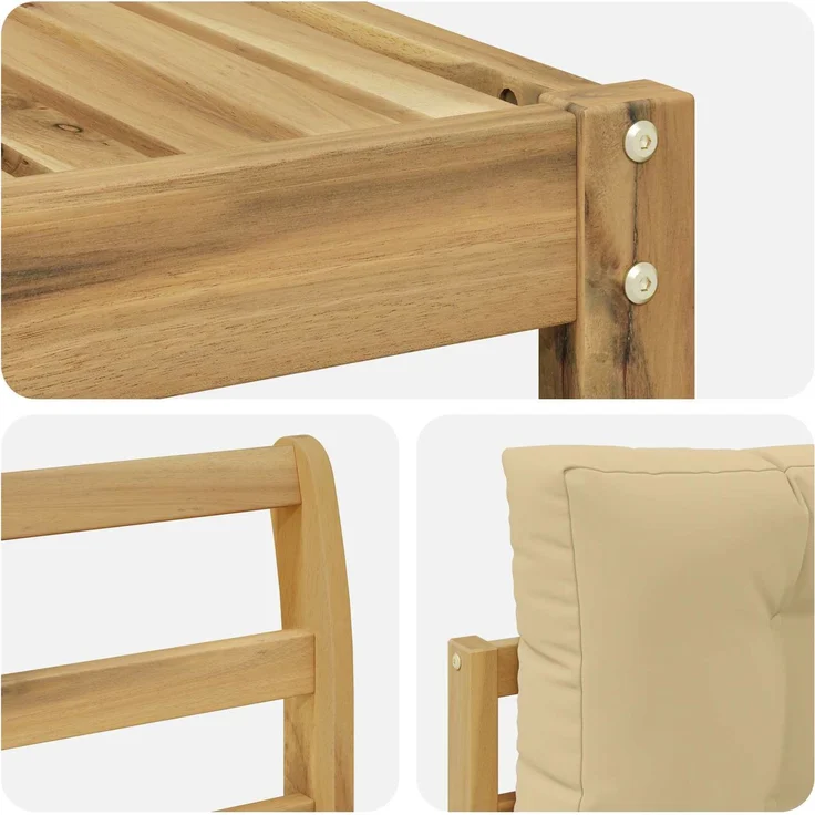 vidaXL Outdoor-Sofagarnitur 6 stk. 6-Sitzer Weiß und Beige Polyester 3386692 – Bild 6