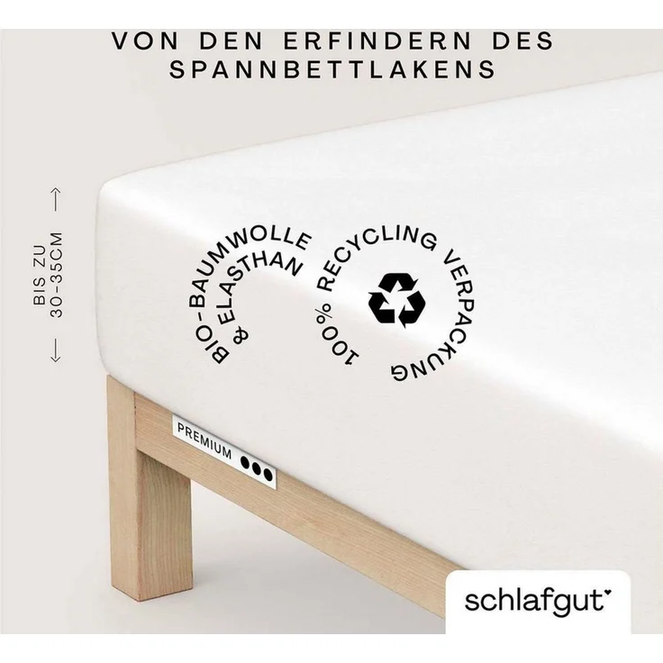 Schlafgut Spannbettlaken Premium, Gummizug: rundum, (1 Stück), Mako-Zwirn-Jersey, Full-white, S 90x190 cm - 100x220 cm – Bild 1