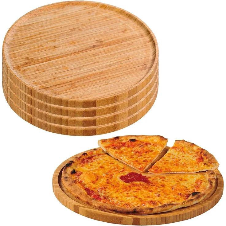 5 Stück Pizzateller - Bambus - Ø 32cm