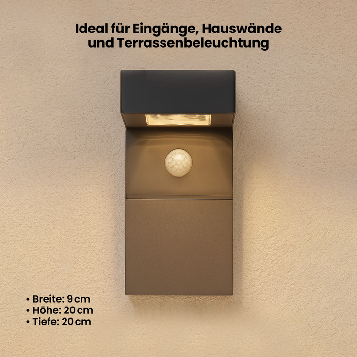 Star Solar LED Wandlaterne „Vici“ - mit Bewegungs- und Dämmerungssensor - 300 Lumen Lichtimpuls & sanftes Dauerlicht - Warmweiß - Für den Außenbereich - 20 cm Höhe - Schwarz – Bild 8