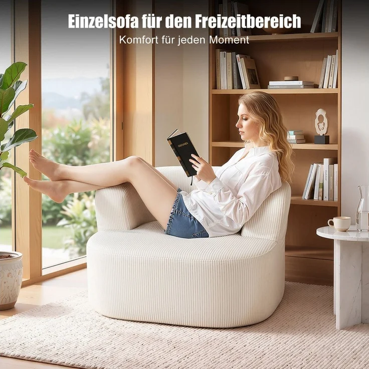 oyajia Relaxsessel Sofa aus Cord mit Armlehnen, vakuumiert, Weich und Formstabil, Für Schlafzimmer, Büro und Wohnzimmer – Bild 2