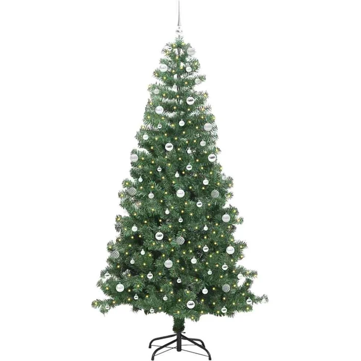 vidaXL Weihnachtsbaum mit LED-Beleuchtung Grün 240 cm PVC und Stahl 3396403 – Bild 3