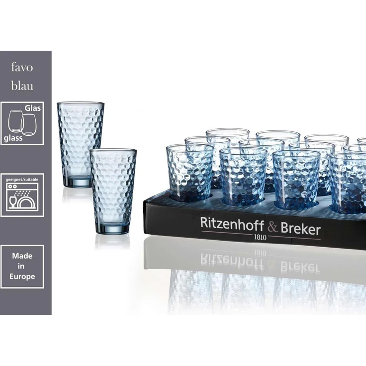 Ritzenhoff & Breker Favo Krug- und Longdrinkglasset 7-teilig blau – Bild 2