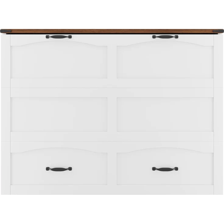 ZUBALIYA Klappbett 140 × 200 cm, Metall und Holz, Ausziehbett, Weiß – Bild 12