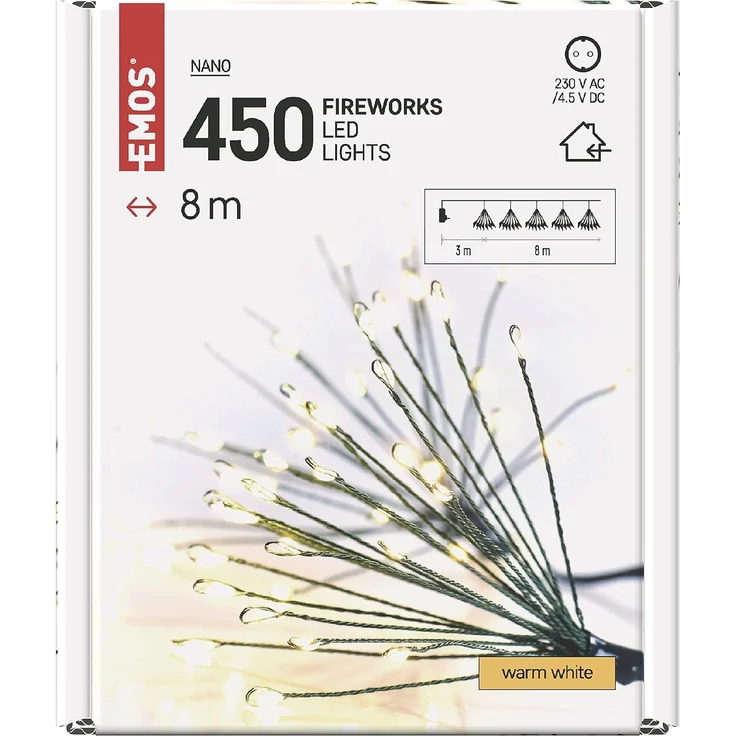 EMOS LED-Lichterkette warmweiß für Innen, 8 m lange Feuerwerk Weihnachtslichterkette NANO, 6 Stunden Timer Funktion, Netzteil und Transformator, für Partys, Weihnachten, Deko, grünes Kabel – Bild 8