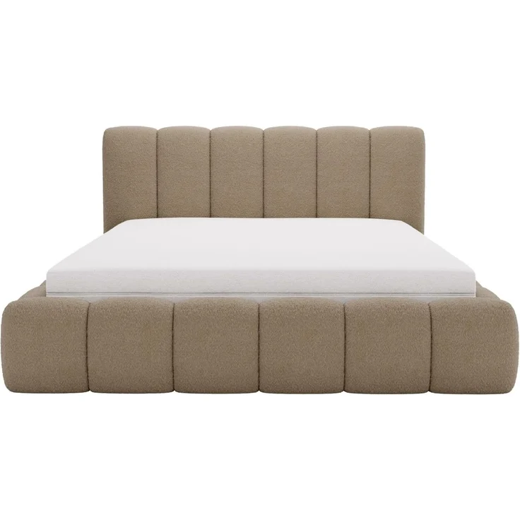 GRAINGOLD Cloud Bett 160x200, Polsterbett mit Bettkasten, Bouclé-Stoff, mit Kopfteil, Braun – Bild 8