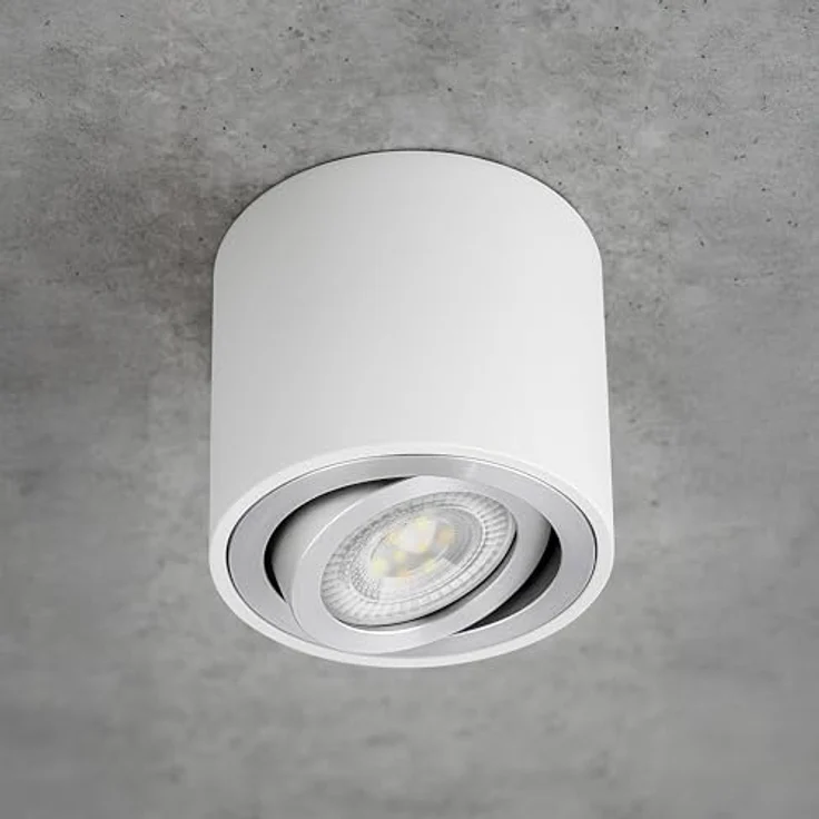 SSC-LUXon CELI-2W LED Spot rund Weiß, schwenkbar mit GU10 5W LED Birne, 3 Lichtfarben LumiFLEX, 230V – Deckenspot für Innenräume – Bild 2