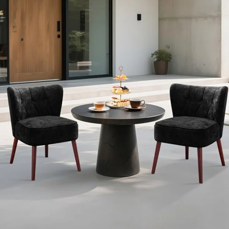GarveeHome Lehnstühle Mit Ohrenlehne, Loungesessel Mit Leinenbezug, Gepolsterter Esszimmerstuhl Mit 130kg Tragkraft, Für Esszimmer Und Wohnzimmer, 51,6 x 68,6 x 73,9 cm – Bild 8