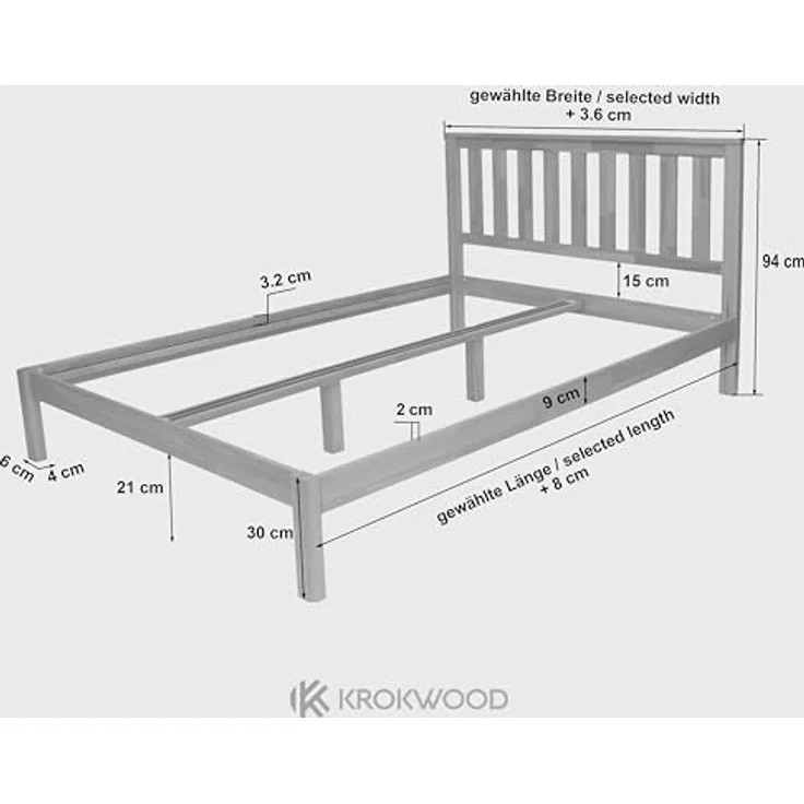 Krok Wood Massivholzbett Sofia mit Kopfteil in Buche – Bild 3