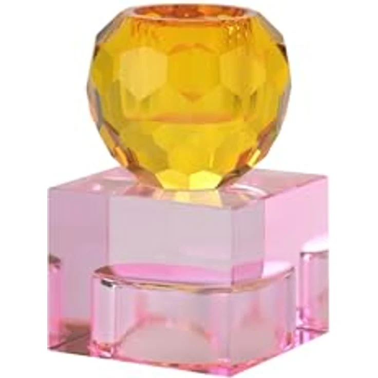 Gift Company Sari Kristallglas Kerzenhalter/Teelichthalter Kugel/Cube orange/hellrosa gs – Bild 2