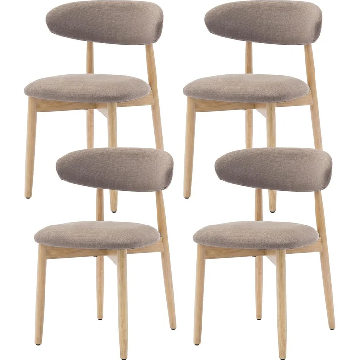 COLAMY Esszimmerstühle 4er Set, Stühle Esszimmer mit Rückenlehne, Moderne Küchenstühle Gepolstert, Stoff Dining Chairs mit Back, für Esszimmer, Küche, Restaurant, Holzbein in Naturholzfarbe, Kamel