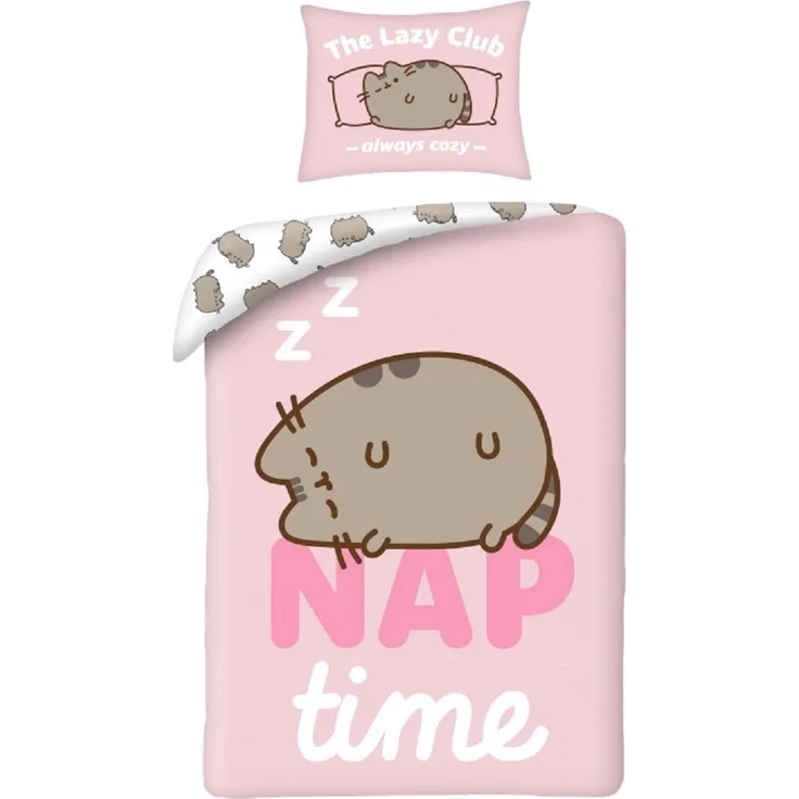 Pusheen Bettwäsche Set aus Mikrofaser Bettdeckenbezug 140 × 200 cm mit 70 × 90 cm Kissenbezug