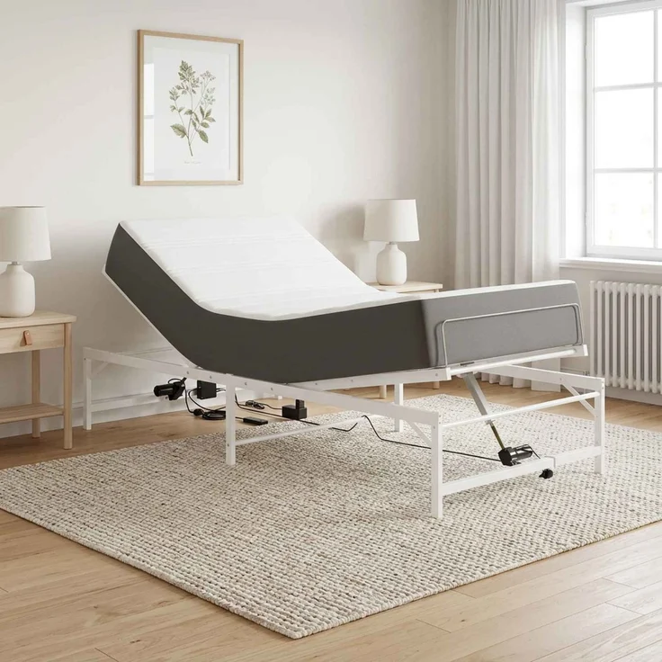 vidaXL Elektrisch verstellbares Bettgestell Weiß 90 x 190 cm Stahl 42021396 – Bild 1