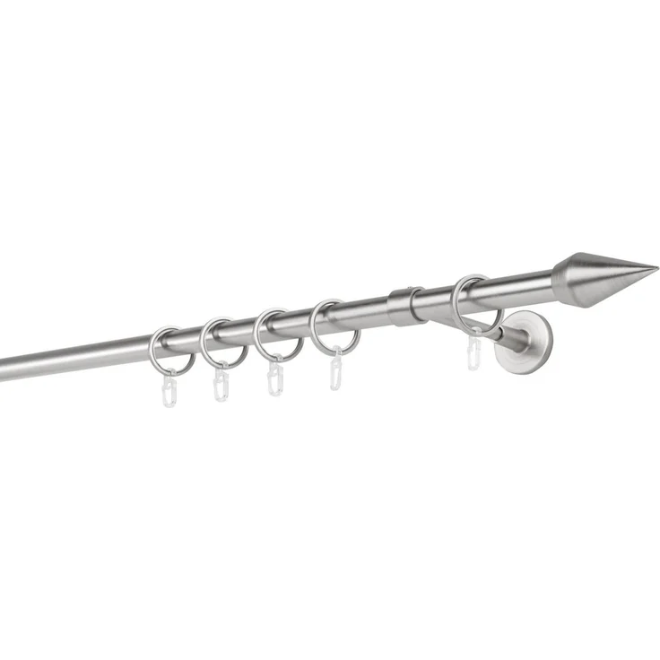 ondeco Gardinenstange Rundrohr Wandabstand 14cm Kegel, Ø 20 mm, 1-läufig-läufig, Wunschmaßlänge, Bohren, verschraubt – Bild 1