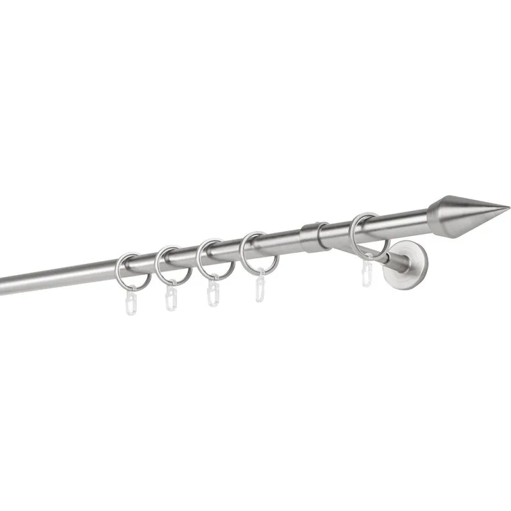 ondeco Gardinenstange Rundrohr Wandabstand 14cm Kegel, Ø 20 mm, 1-läufig-läufig, Wunschmaßlänge, Bohren, verschraubt