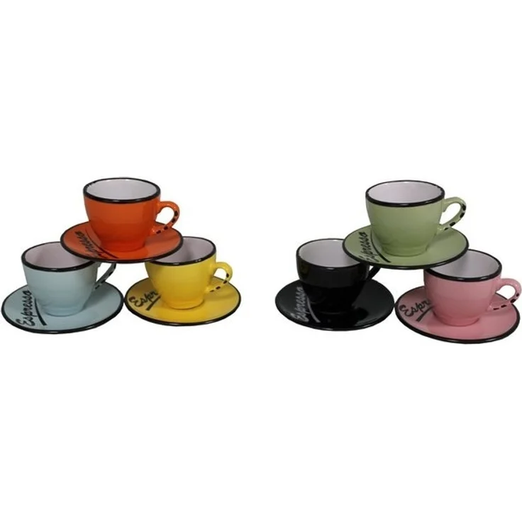 6er Set Farbige Espressotassen mit Unterteller Mokkatassen Antic Line SEB14799 – Bild 3