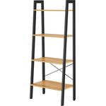 Vasagle Regal, Bücherregal mit 4 Ebenen, Leiterregal, Standregal, für Wohnzimmer, Schlafzimmer, Küche, Homeoffice, Industrie-Design, Stahlrahmen, honigbraun-schwarz, von Songmics LLS044B05