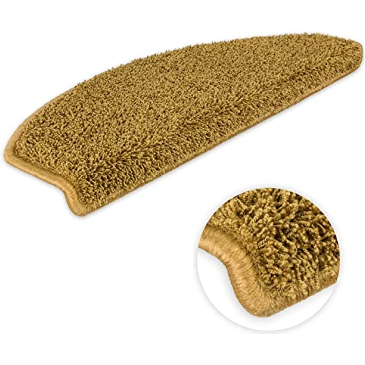 Metzker® Stufenmatte Shaggy Stufenmatten Emphoria Halbrund ocker 15 Stück, Halbrund, Höhe: 15 mm, 15 Stück im Set - Ocker – Bild 6