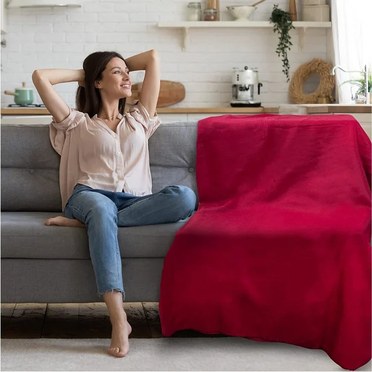 Wohndecke Polar-Fleece mit Antipilling, ca. 420g, 130x160 cm, KiGATEX, Ziersticheinfassung – Bild 2