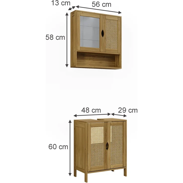 Badmöbel-Set Liora Bambus 2-teilig Vicco – Bild 2