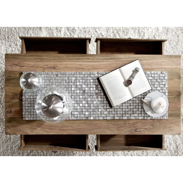 Couchtisch Sheesham 110x50x50 grau geölt LEEDS #44 – Bild 5