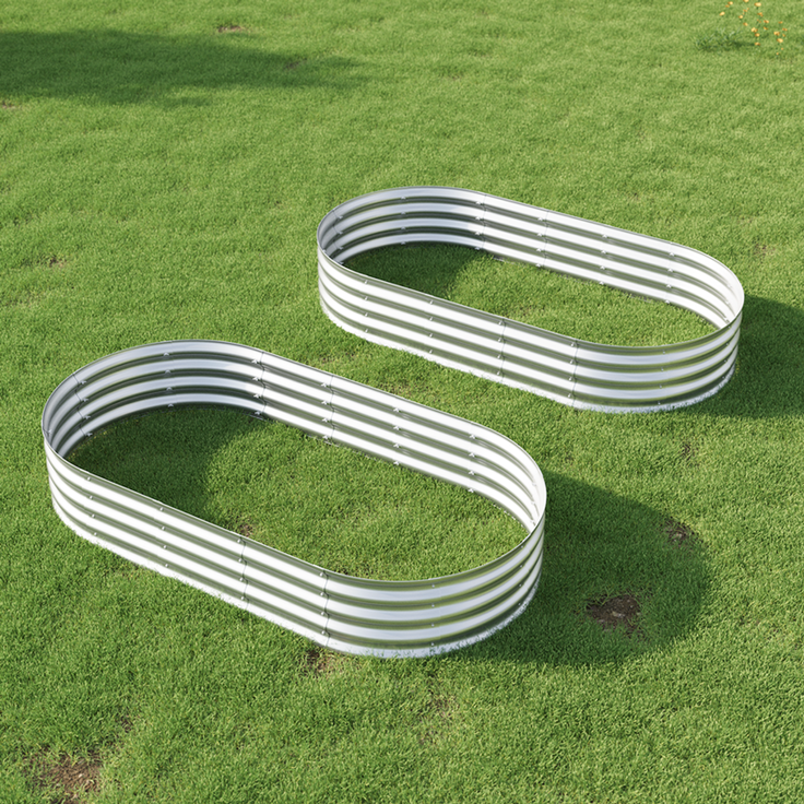 Homerecommend Hochbeet 2er Set 180x90x30 cm, Gartenbeet aus verzinktem Stahl, für Kräuter und Gemüse, Silber – Bild 6