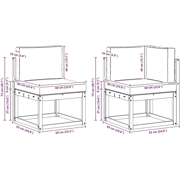 vidaXL Outdoor-Sofagarnitur 6 stk. 6-Sitzer Natur und Anthrazit 3366450 – Bild 11