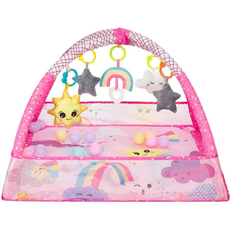 Kikkaboo Spielbogen, Krabbeldecke 2 in 1, Greiflinge, 18 Spielbälle, Bällebad pink – Bild 2