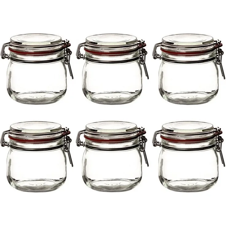 BigDean 6er Set Drahtbügelgläser 600ml - Einmachgläser mit Bügelverschluss - Made in Germany - Einweckgläser, Bügelverschlussgläser, transparent, rund