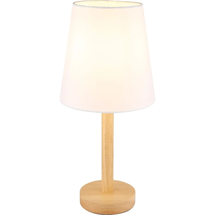 Tischleuchte, Holzoptik, weiß, Schalter, H 45 cm – Bild 5