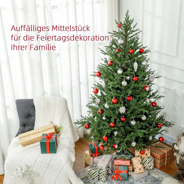 JARDJ Weihnachtsbaum 183 cm, realistisches Aussehen, Schnellaufbau, inkl Ständer, feuersicherer Kunststoff – Bild 6