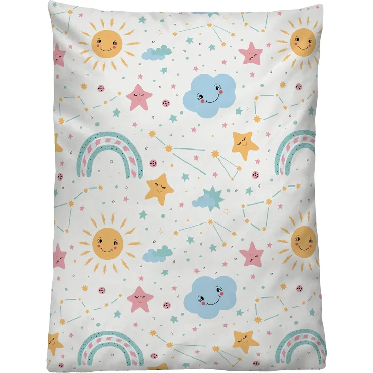 biberna Linon-Bettwäsche 0044488 SONNE STERNE WOLKEN, natur, 1x 100x135 cm + 1x 40x60 cm