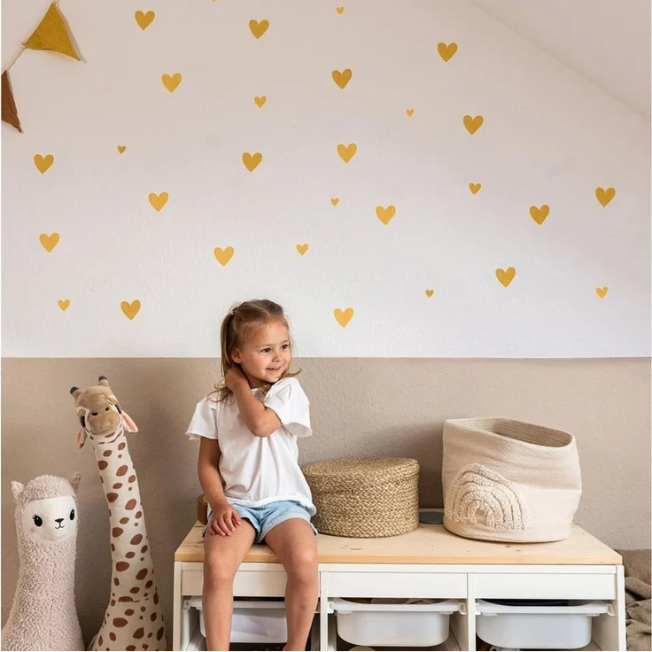lilimaus Wandsticker Herzen / Punkte für Kinderzimmer - Wandtattoo selbstklebend (132 St), Stilvolle Wandtattoos für Baby- und Kinderzimmer, einfach ablösbar – Bild 5