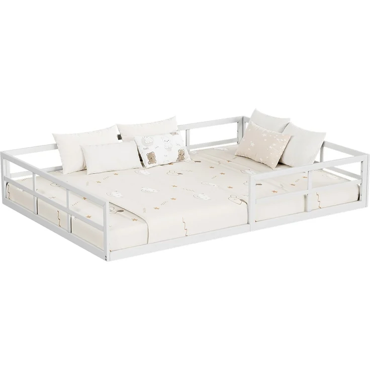 Bodenbett aus Metall Minno Weiß 205 x 145 cm ohne Matratze Vitalispa – Bild 5