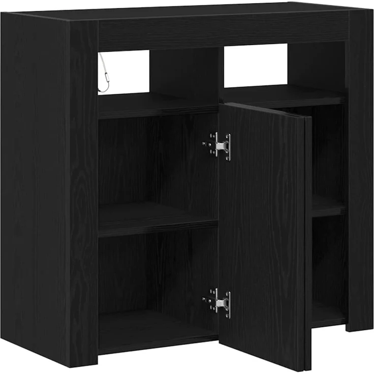 vidaXL Sideboard Schwarz Eichen-Optik 80 x 35 x 75 cm Holzwerkstoff 862568 – Bild 3