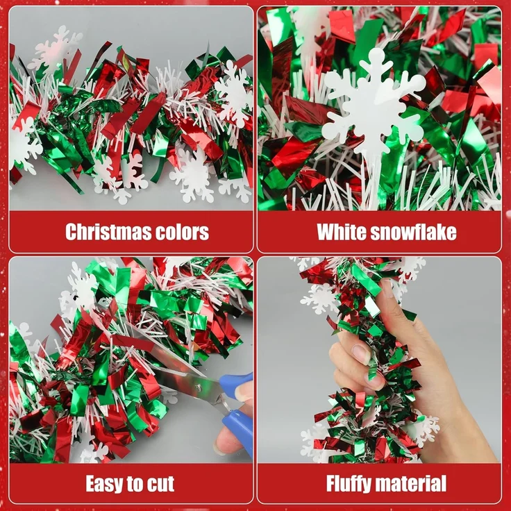4 m Weihnachtsdekoration, Baumform, hängend, Rot, Innen & Außen – Bild 2