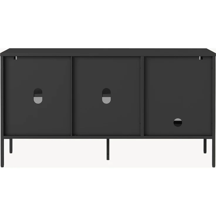 Vitrinen-Sideboard Vinterhavn Stahl 3-türig 80x150x40 cm Schwarz [en. casa] – Bild 8