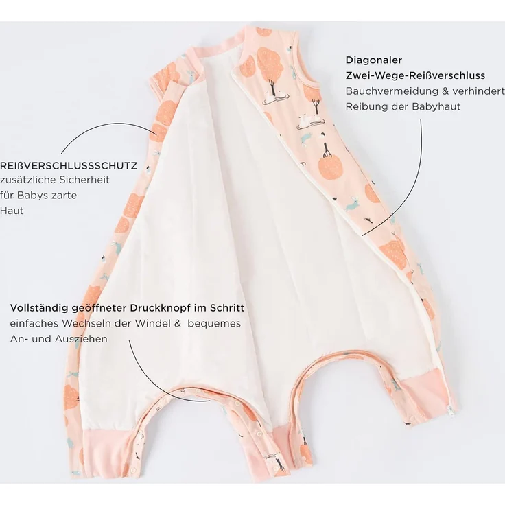 Duomiaomiao Baby Schlafsack, 1x Winterschlafsack, 2.5tog-rosa Wald, 95cm / Babygröße 100-110cm, 100% Baumwolle – Bild 7