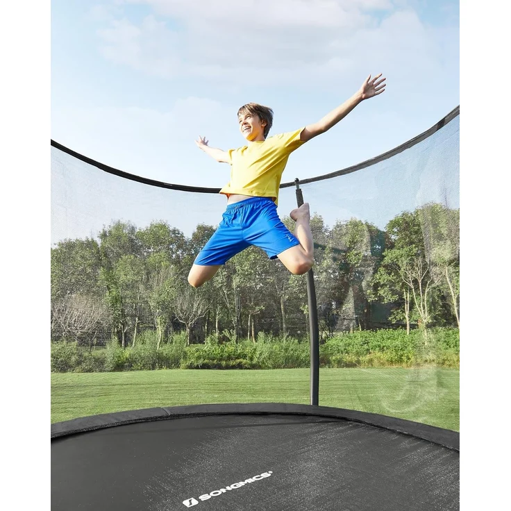 Songmics 'STRDE122B01' Trampolin Ø 366 cm, rundes Gartentrampolin mit Sicherheitsnetz, mit Leiter und gepolsterten Stangen, Sicherheitsabdeckung, sicher, schwarz – Bild 2