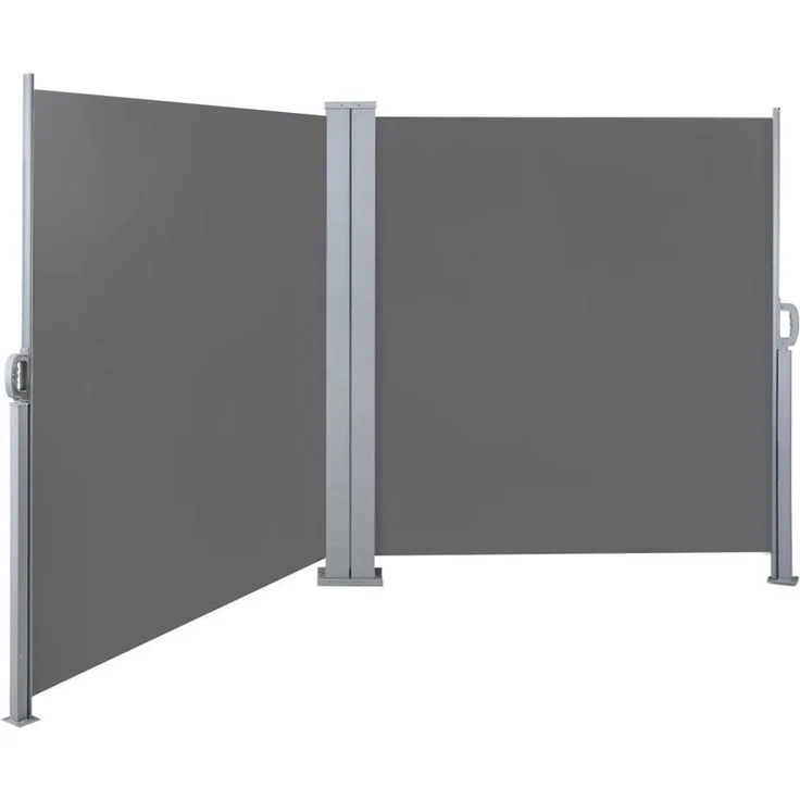 SVITA Doppelseitenmarkise ausziehbar freistehend Sichtschutz 600x160 cm Hellgrau