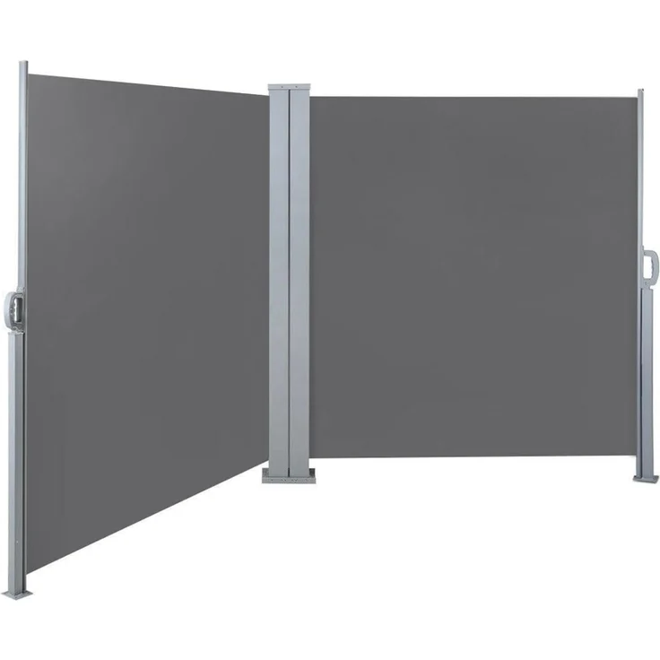 SVITA Doppelseitenmarkise ausziehbar freistehend Sichtschutz 600x160 cm Hellgrau – Bild 1