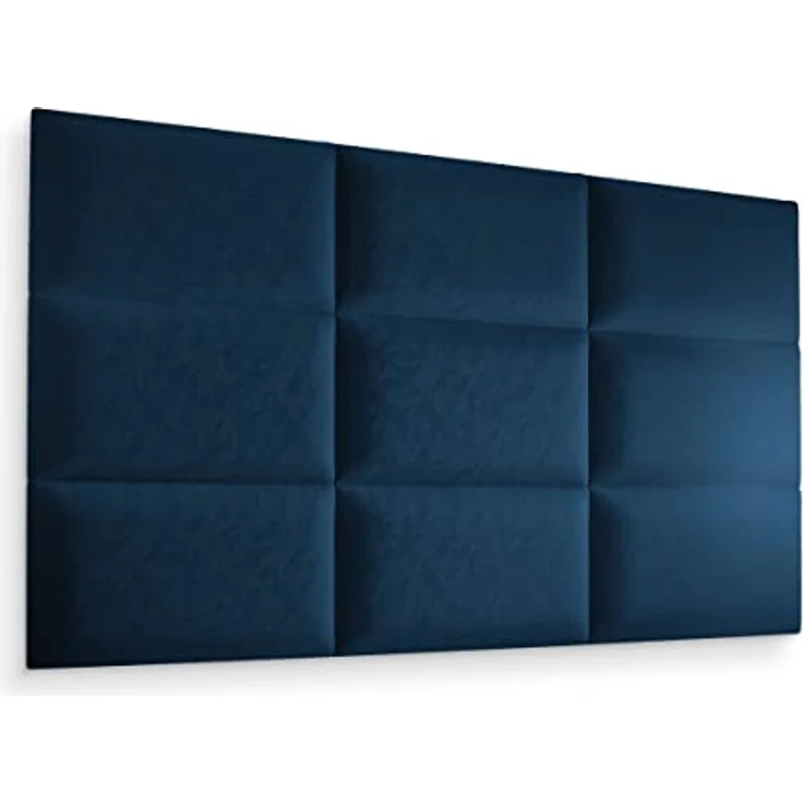 Muralo Samt Wandkissen Stoff Polsterpaneel Schlafzimmer Wohnzimmer Bett Wandpolster Bettkopfteil Lendekissen Modern Luxus Gepolstert Polster Paneel (Dunkelblau, 60x30 cm) – Bild 6