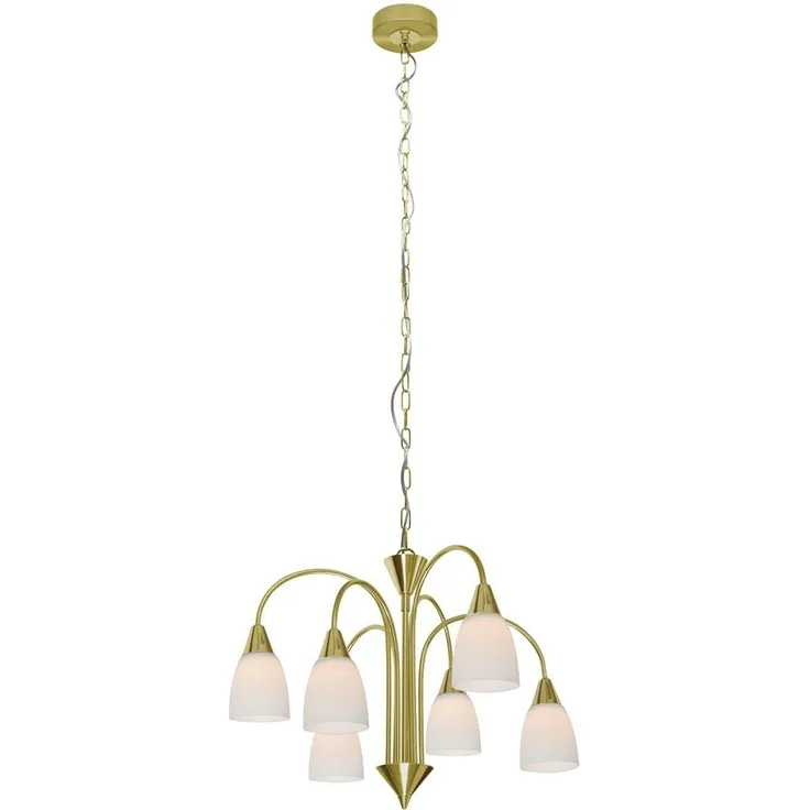 LED Kronleuchter, Lüster, Messing, 6-flammig, 50 cm, CASA