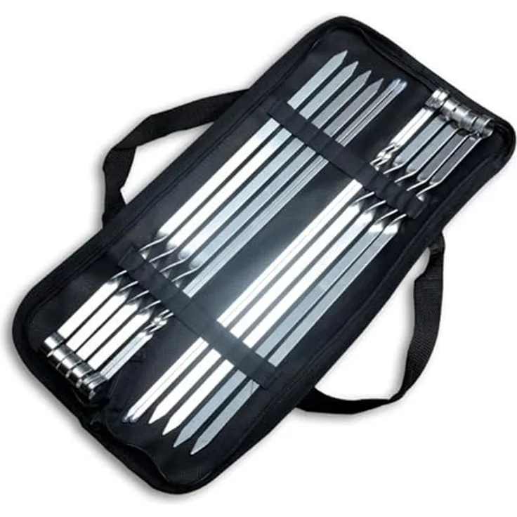 BAYLI Pizzaschneider Bayli 12 x Edelstahl Grillspieße mit Tasche, 40cm Schaschlikspieße