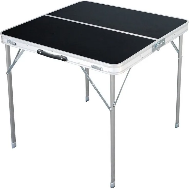 XL Campingtisch schwarz klappbar mit Tragegriff Alu 80x80x70cm