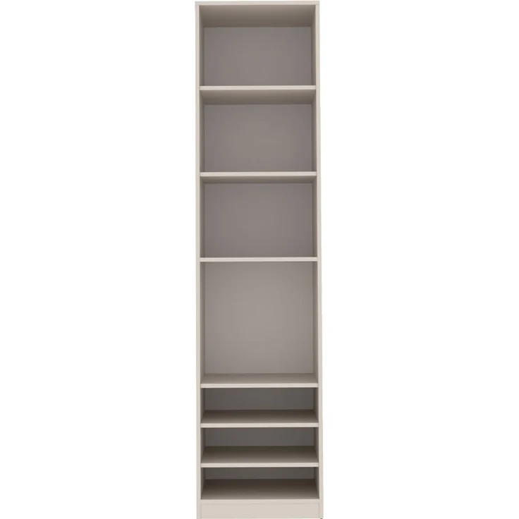 Marmex Möbel Tres Set-Y/N Eckkleiderschrank offen, Hoher Kleiderschrank mit Aufsatz, groß Einbauschrank, laminierte Spanplatte, graubeige cashmere 201/100x246x51 cm – Bild 7