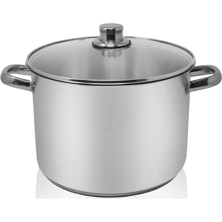 Karl Krüger A28 Allzwecktopf Edelstahl mit Glasdeckel 28 cm, Inhalt 12 Liter / Kochtopf / INDUKTION