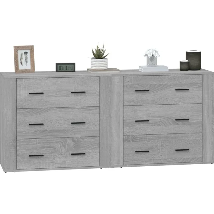 2 Stk. Sideboards, Kommoden Grau Sonoma Holzwerkstoff – Bild 4