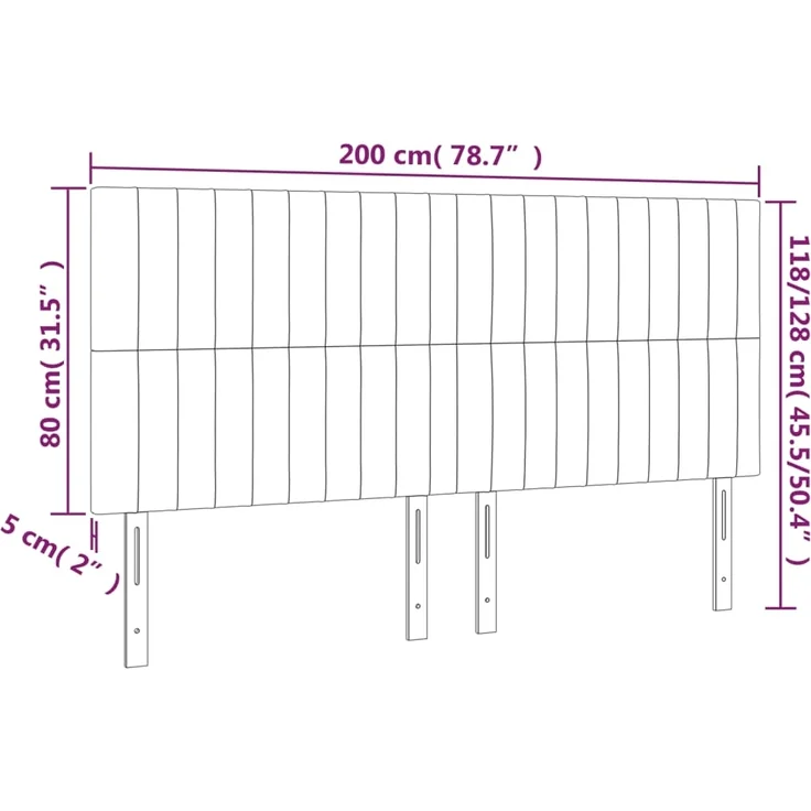 vidaXL Kopfteile 4 Stk. Dunkelgrau 100 x 5 x 78/88 cm Stoff 3116593 – Bild 8