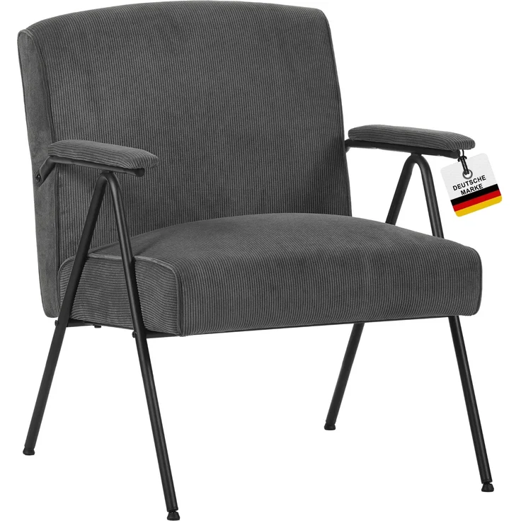 Albatros Designer Vintage Sessel Stanford, hochwertiger Cord Stoff Bezug in Grau, sehr bequeme S-Federn, Relaxsessel Loungesessel für Wohnzimmer, Schlafzimmer oder als Fernsehsessel – Bild 8